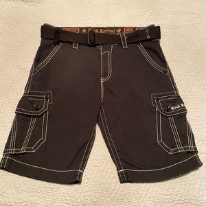 NWOT Rock Revival Men’s black shorts with belt